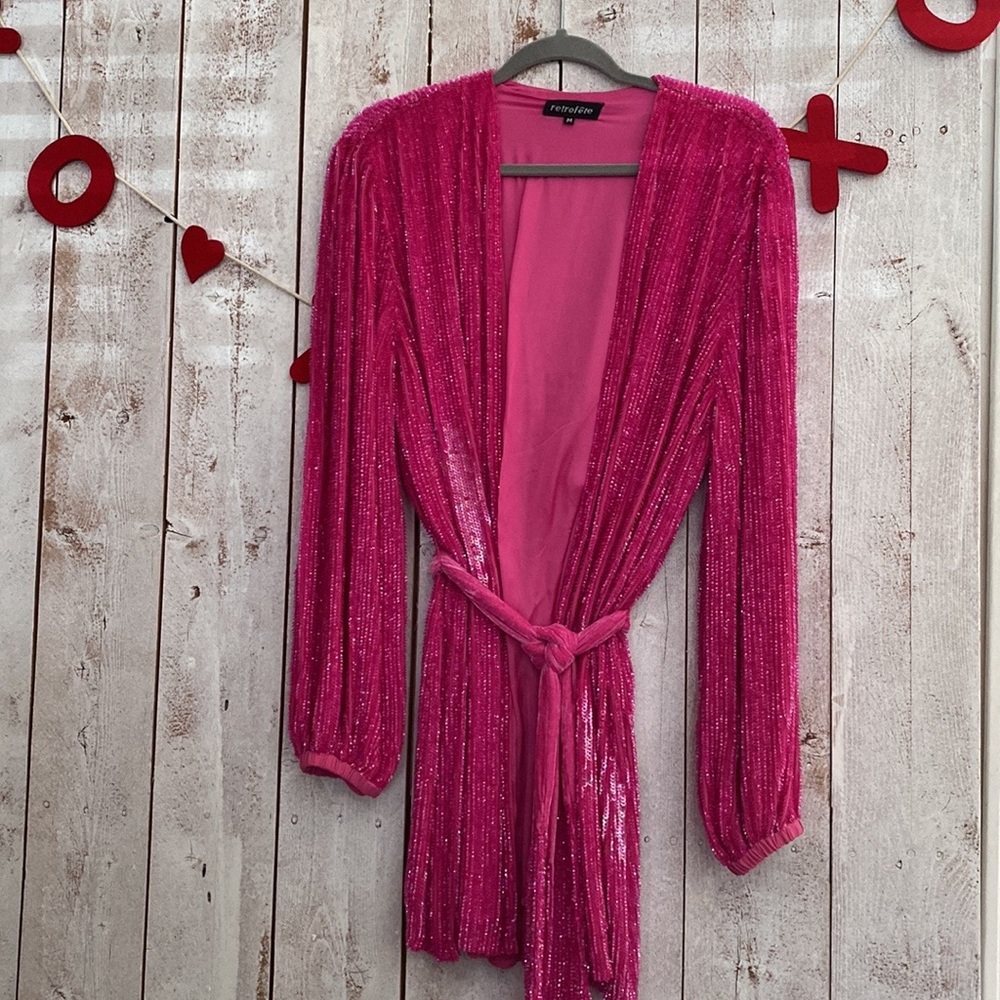 Retrofete Gabrielle Sequin hot pink dress . - Picture 9 of 10